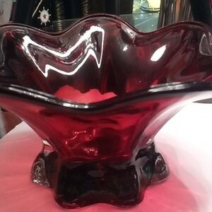 Elegant Red Glass Bowl